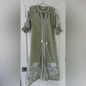 Chic Olive Floral Embroidery Dress